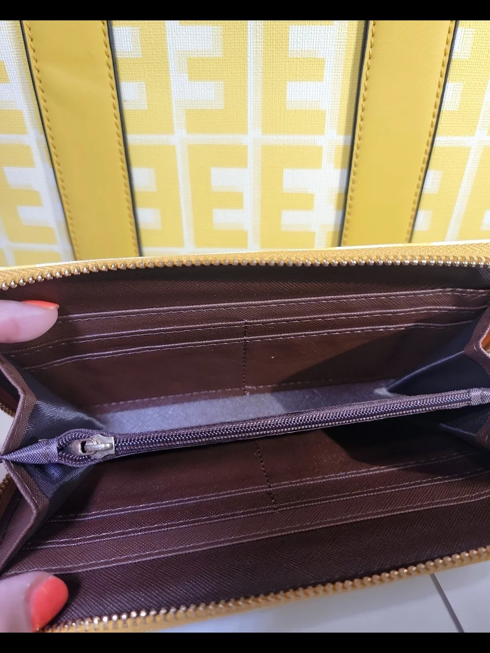 Classic Fashion Yellow Monogram Tote Bag w/Wallet & Crossbody Strap NWT